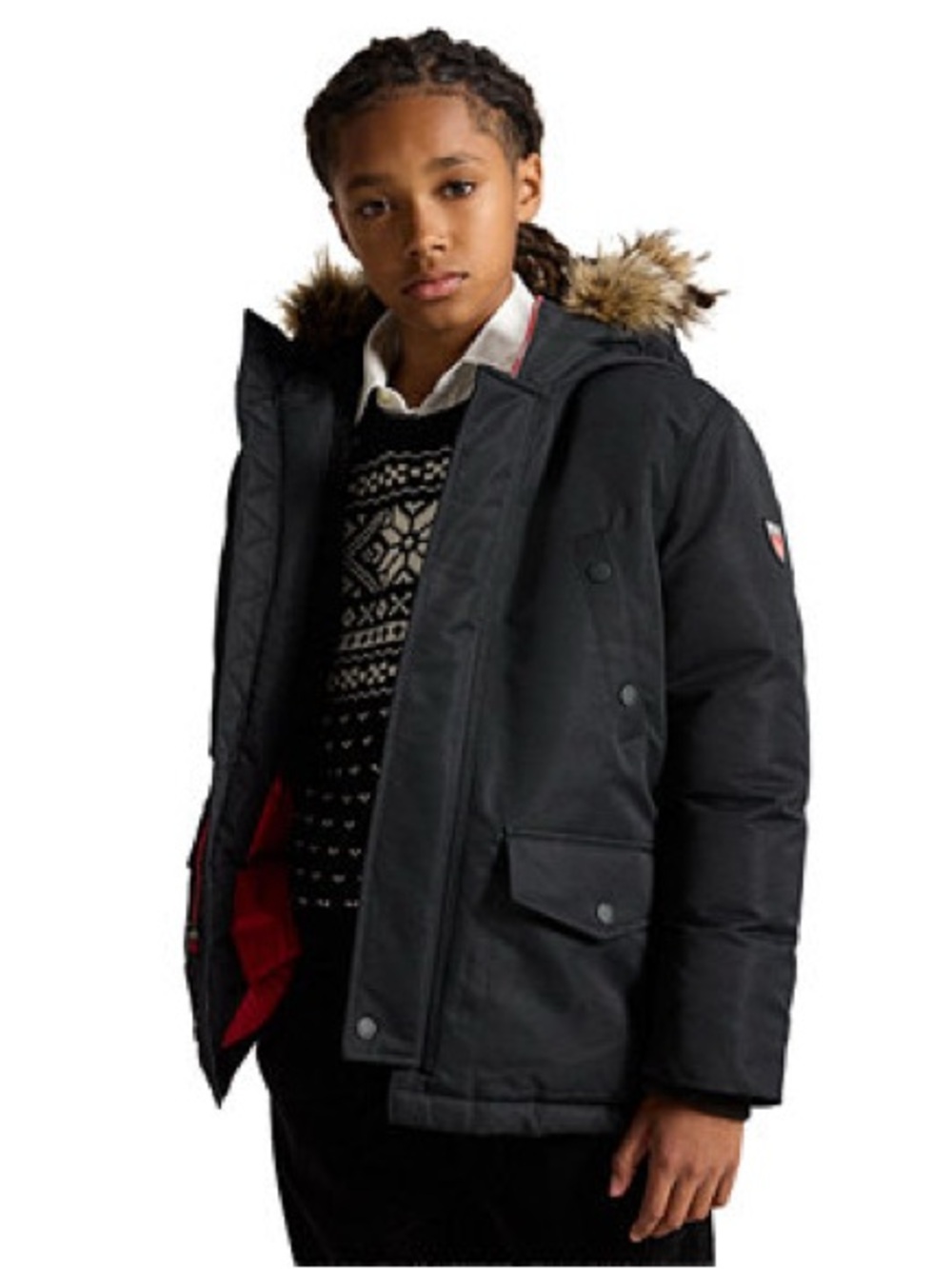 Polo Ralph Lauren Boys' Faux Fur Trim Down Parka - Black SIZE:S(8) MSRP $265
